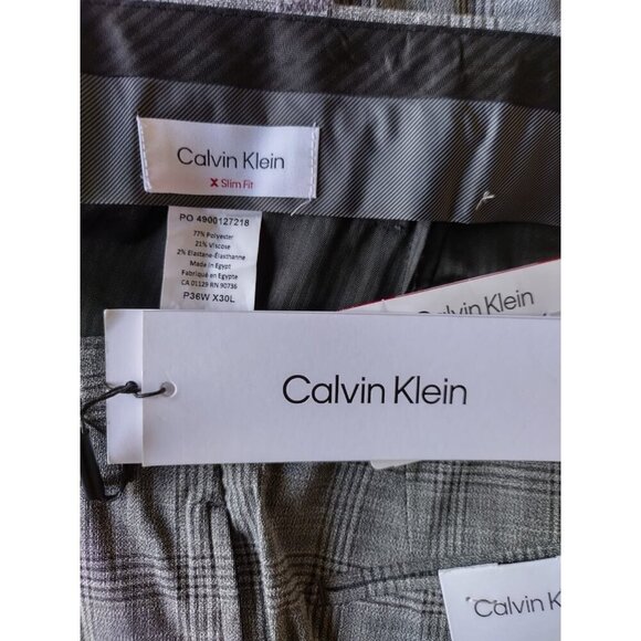 Calvin Klein Mens Glen Plaid Slim Fit Polyester Viscose Dress Pants 38W-30L NWT - Picture 5 of 9